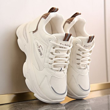 🔥台灣出貨🔥內增高老爹鞋女小個子百搭休閒運動網麵小白鞋女老爹鞋 厚底鞋