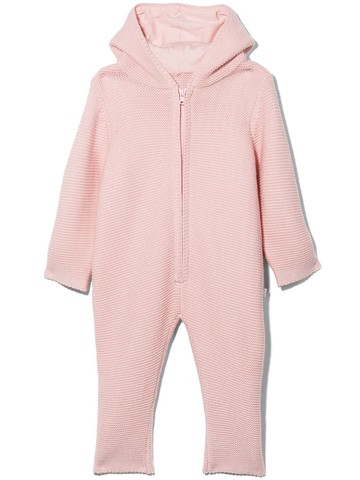 Stella McCartney Kids - bunny ears zipped knitted babygrow - kids - Cotton/Wool - 9 mth - Pink