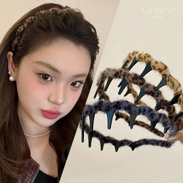 【Gulicc】古莉可 髮箍 豹紋波浪髮箍 大齒不卡髮