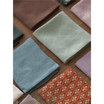 歸云居 暗紋提花雁銜蘆葦純棉小茶巾 慢藍國風超柔軟手帕吸水性好