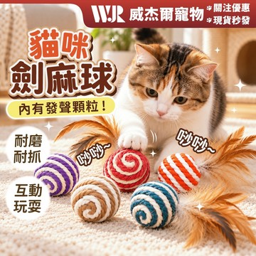 【威杰爾】貓咪劍麻球 空心發聲球 寵物劍麻球 貓抓球 球形玩具 寵物玩具 解壓玩具 貓咪耐咬互動玩具 貓玩具【G003】