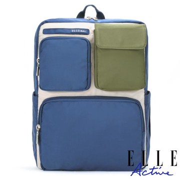【ELLE Active】玩色方塊系列-後背包-大-綠色