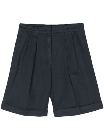 ASPESI - pleated chino shorts - women - Linen/Flax/Cotton - 48 - Blue