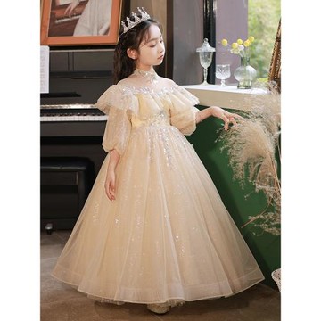 兒童公主裙花童婚禮女孩主持人鋼琴演出服女童晚禮服高端十歲生日