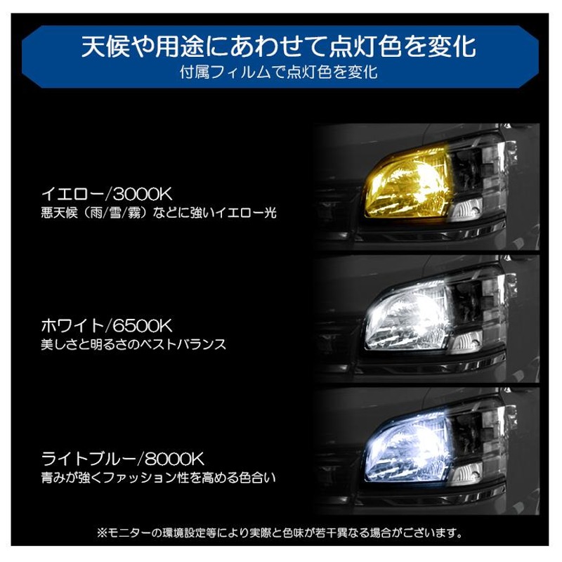 LA700V/LA710V ハイゼット キャディー LED ヘッドライト H4 Hi/Low 切換 50W ZES 12000ルーメン  リフレクター拡散照射 3色切替 イエロー/ホワイト/ライトブルー | LINEショッピング