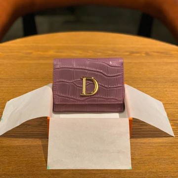 2025新款錢包女短款輕奢三折石頭紋真皮折疊錢夾D 家字母小眾設計