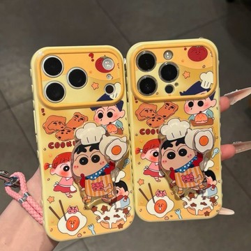 廚師小新愛心立體支架手機殼卡通少女相容蘋果 18 17 16 15 14 13 12 11 xr 手機外殼