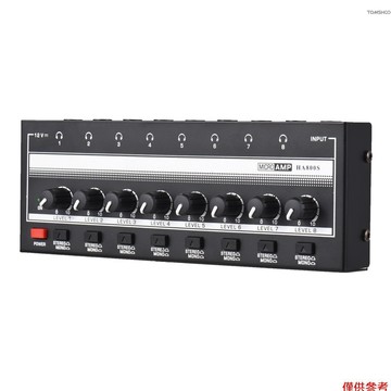 Winn HA800S 耳機放大器 8 通道單聲道/立體聲金屬立體聲耳機放大器音頻放大器。 超緊湊型 8 通道迷你音頻立