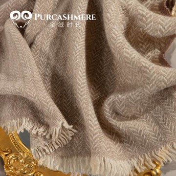 Pure cashmere塔尖級精選 羊絨圍巾披肩女人字紋毛穗邊女秋冬季厚