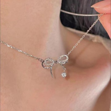 純銀項錬女輕奢小眾鞠婧祎蝴蝶結夏季鎖骨錬520七夕禮物 99購物節