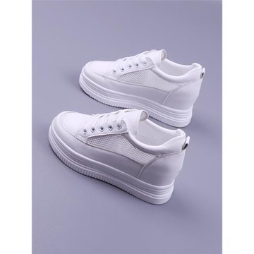 松糕厚底女鞋2024夏季新款鏤空透氣休閑女網鞋輕便內增高小白鞋女