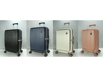 ~雪黛屋~Eason 行李箱PC+ABS前開拉鍊可加大360度飛機避震輪海關鎖U044