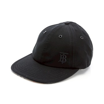 BURBERRY巴寶莉 TB小logo刺繡棒球帽(黑色/八縫線-M)