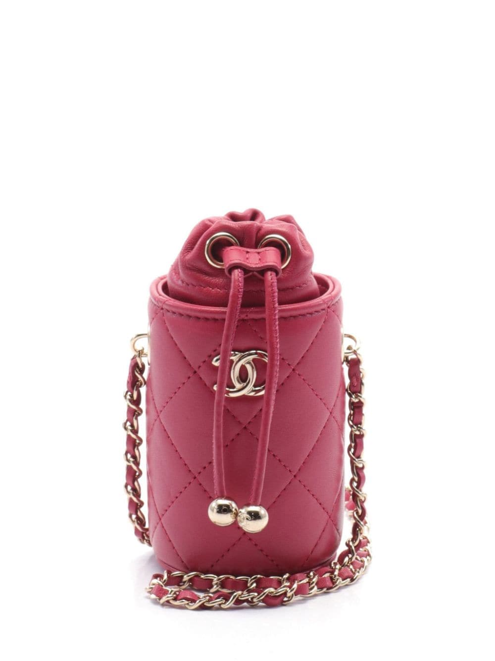 CHANEL Pre-Owned - 2021/2022 matelassé bucket bag - women - Lambskin - One Size - Pink