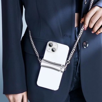 手機掛繩斜挎可背防丟長款鏈條背夾可調節手腕帶子女掛脖精致高端金屬扣背帶掛鏈電話殼側背防摔掛件網紅掛飾