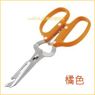 日本丸辰 10種功能可拆洗剪刀-橘色-廚房剪刀/水果刀/開瓶罐器/刮魚鱗器/螺絲起子/剪電線器-日本正版商品