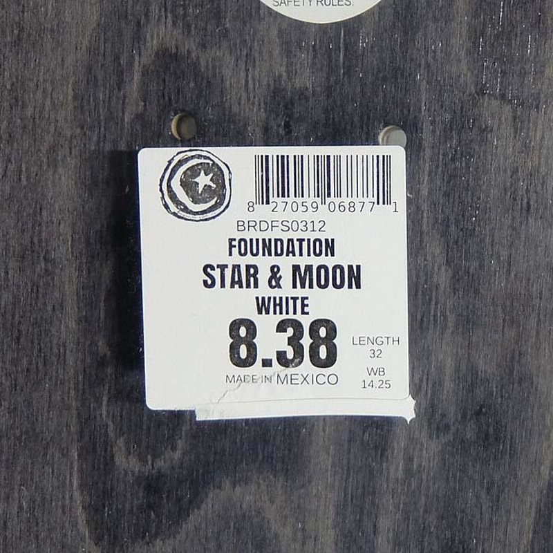 【驚きの値段で】 スケボー デッキ MOON & STAR 8.38】FOUNDATION 8.0 スケートボード