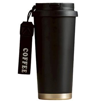 日式雙飲手提 316不鏽鋼咖啡杯  墨黑色  530ml  1個