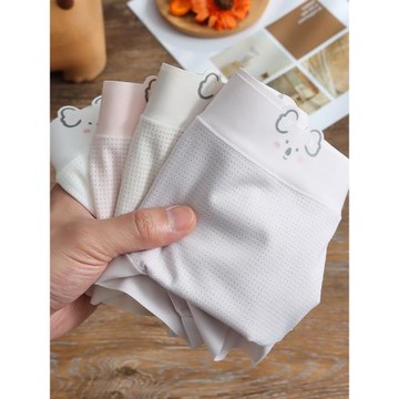 3條 夏季薄款透氣裸感氧氣褲可愛卡通考拉冰絲無痕內褲女生三角褲