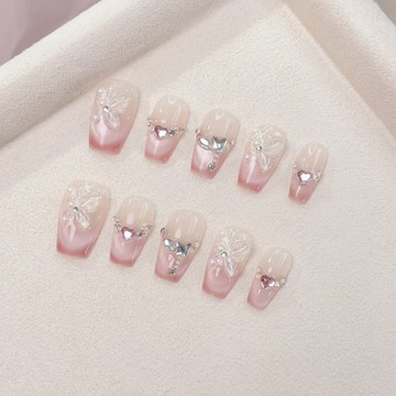 🎀Hannah🎀新品發售蝴蝶穀 貓眼鋯石爆款穿戴式光療美甲貼片純手工穿戴甲手工美甲中款2026新款上新MJ11