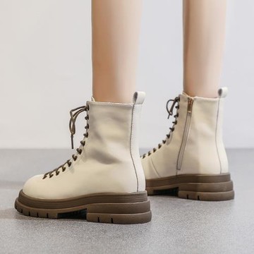 真皮馬丁靴女英倫風瘦瘦靴2024歐貨爆款機車騎士靴秋冬新款短靴潮