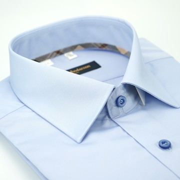 【金安德森】經典格紋繞領藍色吸排窄版襯衫-長袖(轉)