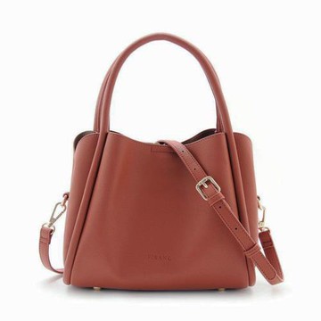 FIRANO-曲線皮革手提/斜背兩用包(深橘色)
