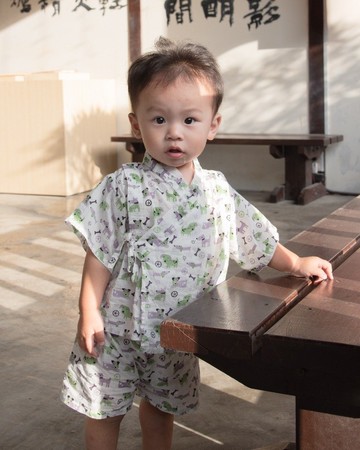 印度蓋染工藝純棉 小孩和服套裝 或 禮盒組 - 派對狗勾