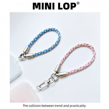 MINILOP手機掛繩粉草莓手腕繩手腕帶手機手繩網紅包掛手工編織繩