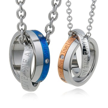 項鍊．下一站幸福．雙圈雙環．情侶項鏈．無禮盒