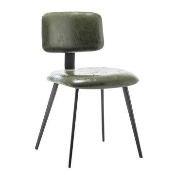 E-home Ian伊恩PU面金屬黑腳工業休閒餐椅-兩色可選綠色