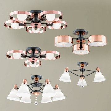 玫瑰金色半吸頂燈 01-23551、23552、23553、23554、23555