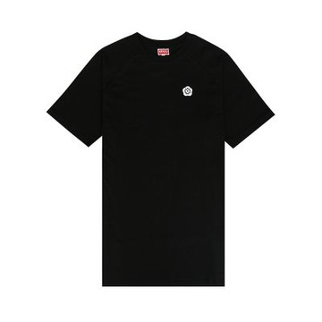 KENZO Boke Flower 2.0英文印花LOGO海棠花純棉短袖連身裙(女款/黑)