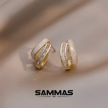 SAMMAS🔥耳環 簡約滴釉鋯石耳環 法式 輕奢 時尚 耳扣 小眾設計 ins 個性 耳飾 高級感 耳環 耳圈 耳針