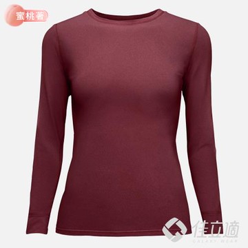 佳立適-升溫蓄熱保暖衣-石墨烯系列-蜜桃著素面-女圓領-紅色(採用3M吸濕快排)