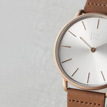 ZOOM｜THIN 5010 極簡超薄真皮皮革手錶(ZM5010)-玫瑰金