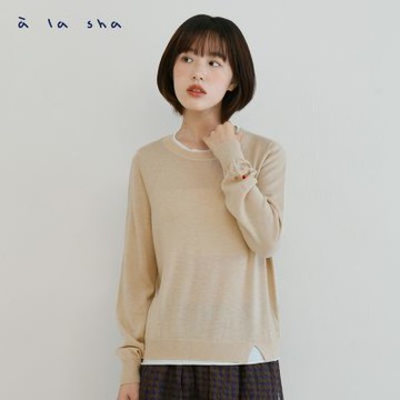 a la sha 蘋果貓假兩件針織上衣