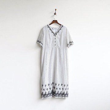 【蛋植物古著】瓶中物語刺繡短袖古著洋裝