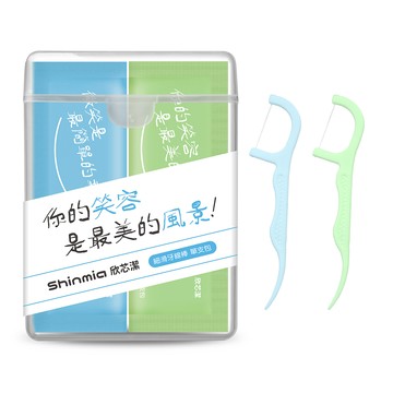 Shinmia欣芯潔細滑牙線棒-單支包（藍綠）