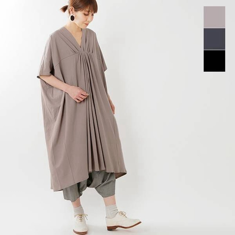 Mizuiro Ind ミズイロインド Vネックギャザードルマンワンピース 2 2581 通販 Lineポイント最大0 5 Get Lineショッピング