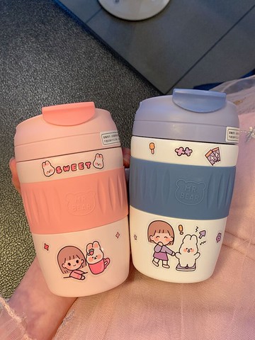 保溫水杯高顏值吸管杯學生便攜304不銹鋼咖啡杯女孩兒童隨行杯子