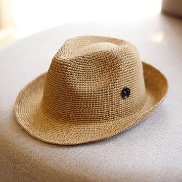 m手工鉤針拉拉草爵士草帽休閑遮陽帽男女情侶帽出游逛街帽子夏天1入