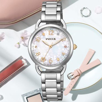 CITIZEN星辰 Wicca 公主系列 白蝶貝 太陽能腕錶 KP6-014-21