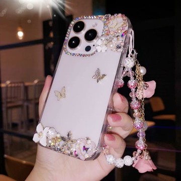 適用于iPhone16pro max蘋果14手機殼12水鉆蝴蝶15plus簡約透明11保護套全包防摔13女