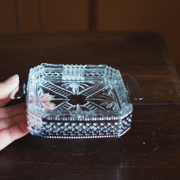 復古 裝飾藝術 玻璃金屬碟子