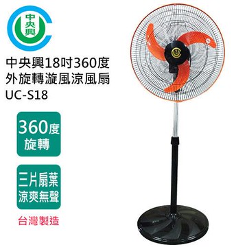送抗夏冰涼組【中央興】18吋360度外旋轉漩風涼風扇UC-S18