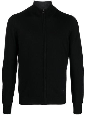 Corneliani - fine-knit zip-up cardigan - men - Virgin Wool - 50 - Black