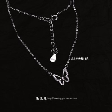 老銀匠《晶閃蝶》999純銀蝴蝶項鏈女生高級感鎖骨鏈送閨蜜