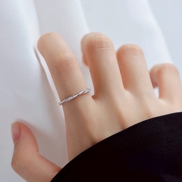 戒指 戒子 純銀戒指 s925純莫比烏斯閃鑽戒指 戒指女 指環 銀戒指 飾品 鋯石戒指 食指戒 可調節戒指 銀戒