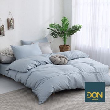 DON極簡生活-寧靜藍 雙人四件式200織精梳純棉被套床包組